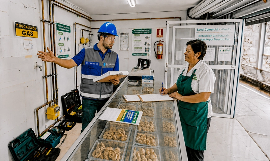 Técnico de SM Ingeniería instalando red de gas natural